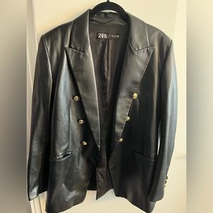 Zara Vegan Leather Blazer